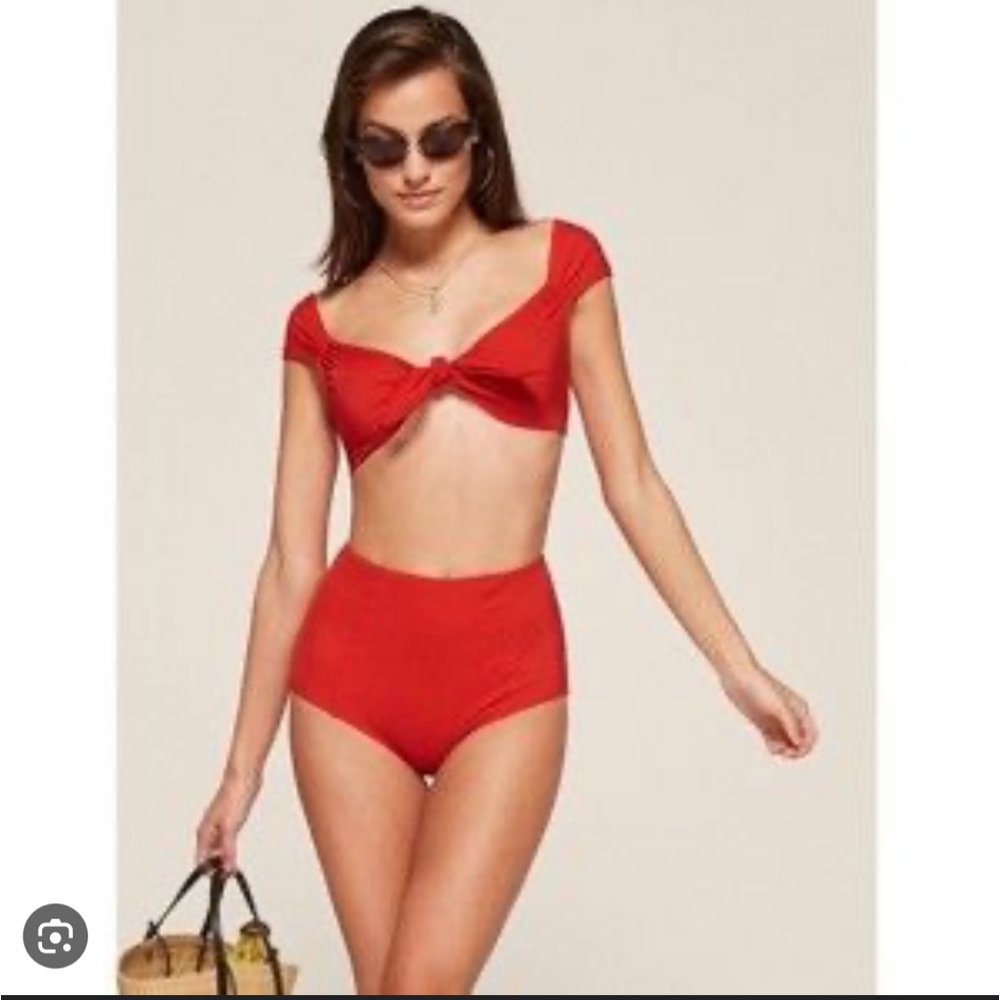 Reformation Red Monte Carlo Top bottom Swimsuit Set *Rare*